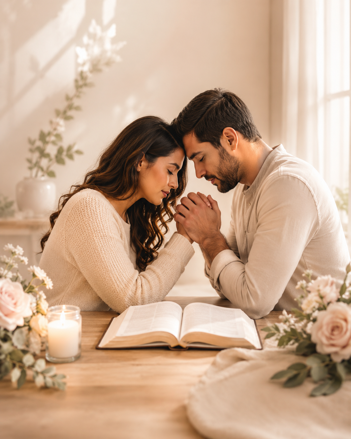 Pareja en un momento de oración y restauración matrimonial